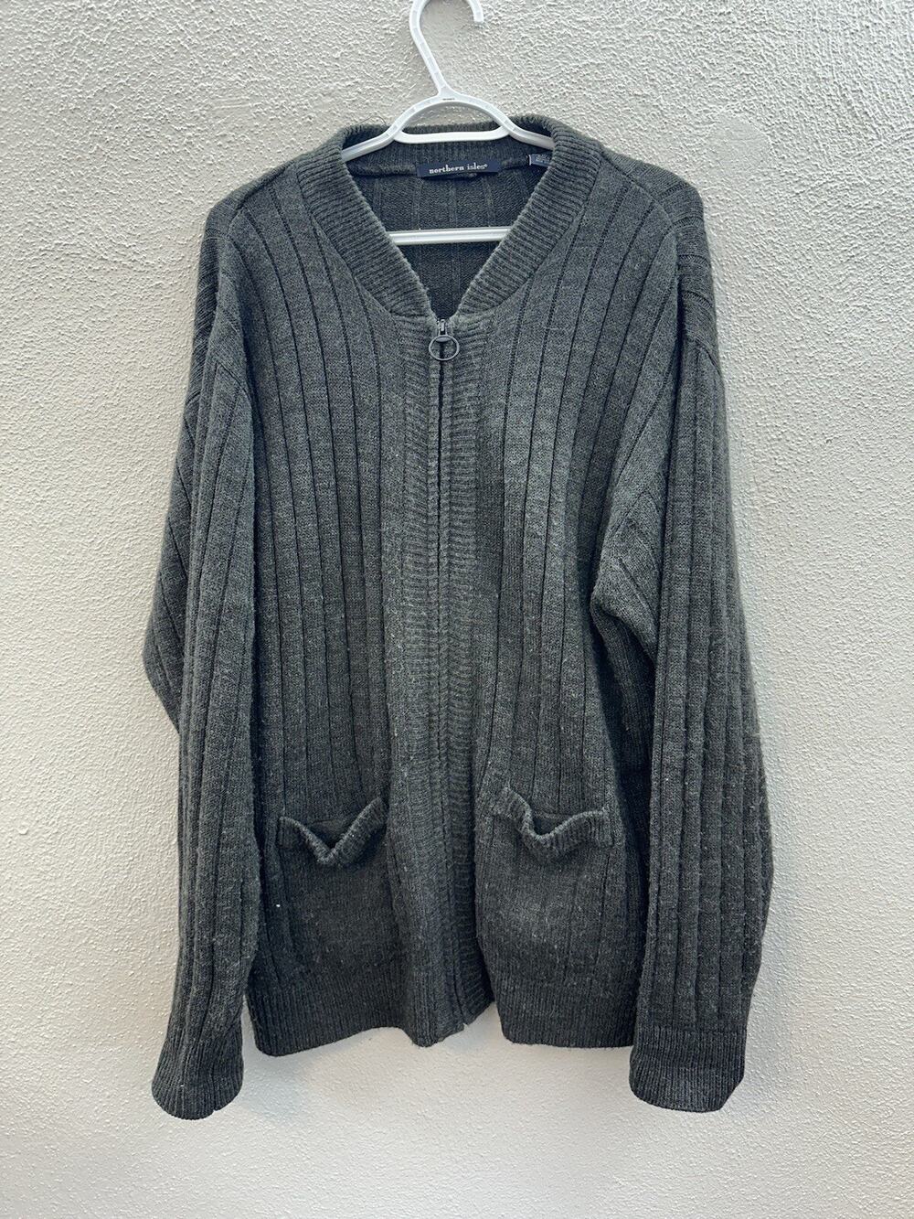 Northern Isles Womens Sweater Size XL Gray Zip Up Long Sleeve Pockets